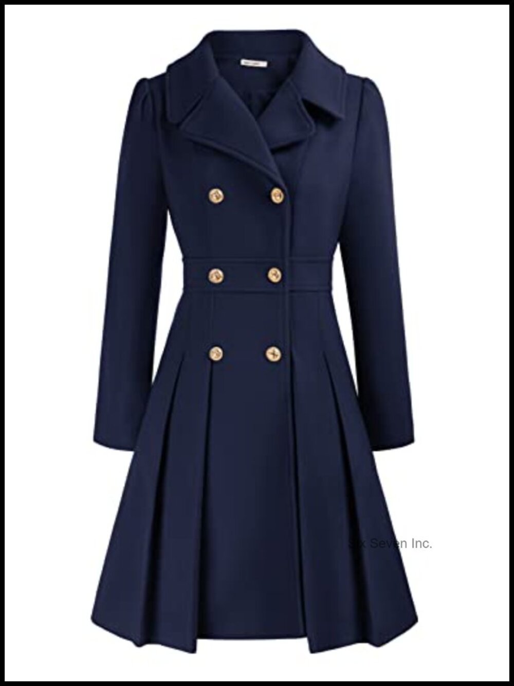 Women's Notch Lapel Double Breasted A-Line Trench Coat with Pockets